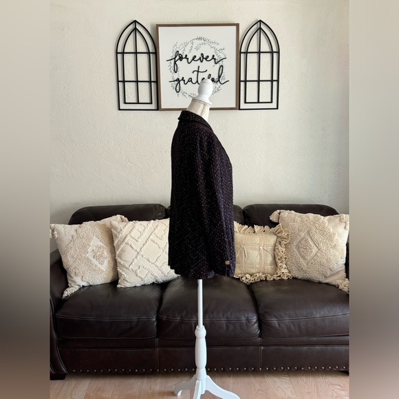 St. John Collection Brown & Blue Santana Knit Tweed Long Line Blazer Size US 4 - Picture 10 of 16